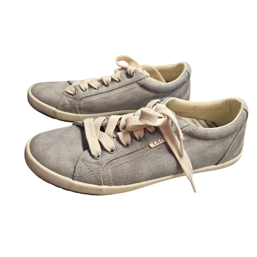 Taos Womens Star Sneakers Casual Shoes Lace Up Gray Canvas Size 7